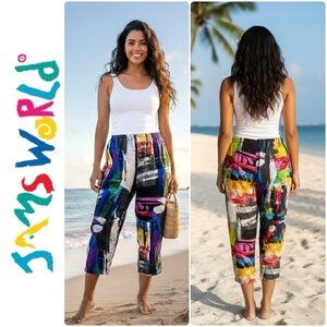 JAMS WORLD ✨ Hawaii • MEDIUM • Cosmos Elastic Waist Loose Pants • Vintage 90s